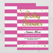 Invitation de la Parties scintillant d'or de Baby  (Devant / Derrière)