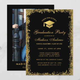 Invitation de la Parties scintillant d'or - Photo