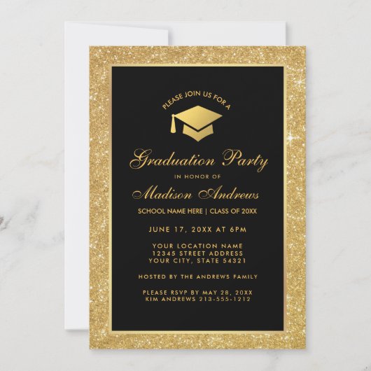 Invitation de la Parties scintillant moderne Black (Devant)