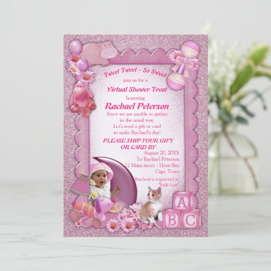 Invitation de la petite fille rose rose (Debout devant)