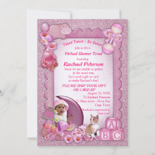 Invitation de la petite fille rose rose