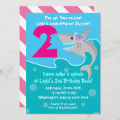 Invitation de la petite fille Shark Bite - 2e fête (Devant / Derrière)