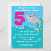 Invitation de la petite fille Shark Bite - 5e fête (Devant)