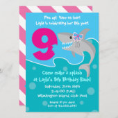 Invitation de la petite fille Shark Bite - 9e fête (Devant / Derrière)