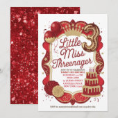 Invitation de la petite Miss Threenager rouge (Devant / Derrière)