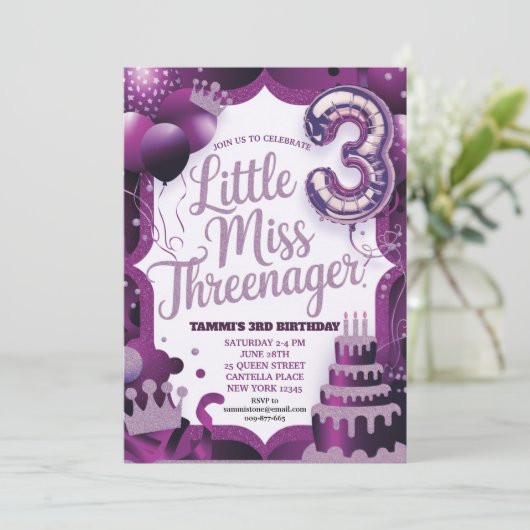 Invitation de la petite Miss Threenager violette (Debout devant)