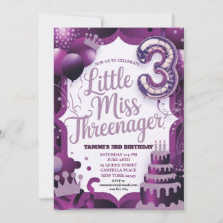 Invitation de la petite Miss Threenager violette