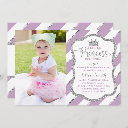 Invitation de la petite princesse Anniversaire (Devant / Derrière)