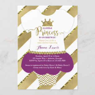 Invitation de la petite princesse Baby shower, Fau