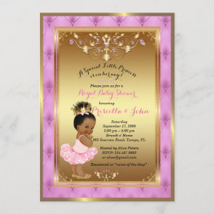 Invitation de la petite princesse Baby shower, ros
