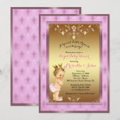 Invitation de la petite princesse Baby shower, ros (Devant / Derrière)