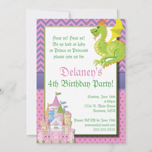 Invitation de la petite princesse Fairy Tale Party (Devant)