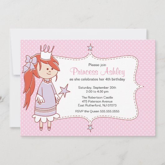 Invitation de la petite princesse - rose (Devant)
