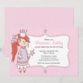 Invitation de la petite princesse - rose (Devant / Derrière)