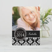 INVITATION DE LA PHOTO GRAD| BLACK WHITE DAMASK (Debout devant)