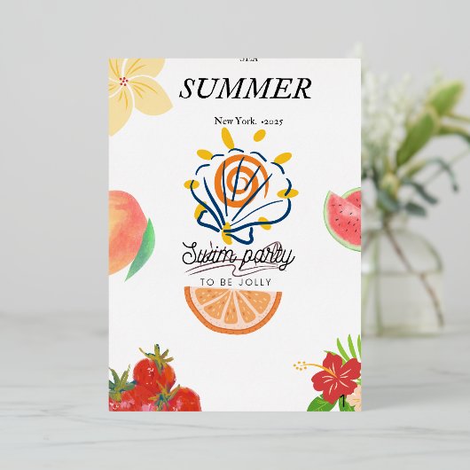 Invitation de la piscine d'été. (Debout devant)