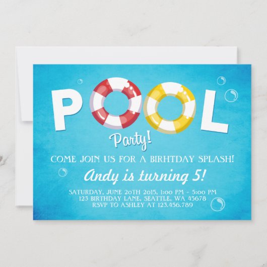 Invitation de la piscine Invitation d'anniversaire (Devant)