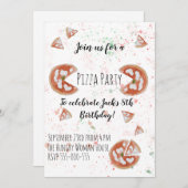 Invitation de la Pizza Party Watercolor (Devant / Derrière)