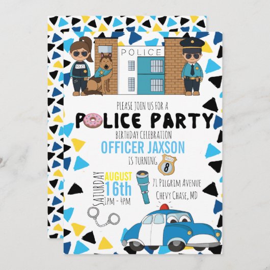 Invitation de la police à une fête à thème (Devant / Derrière)