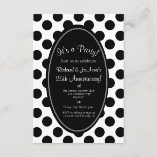 Invitation de la Polka Dot Party Black and White