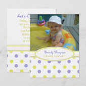 Invitation de la Polka Dot Party Purple & Yellow (Devant / Derrière)