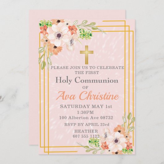 Invitation de la première communion (Devant / Derrière)