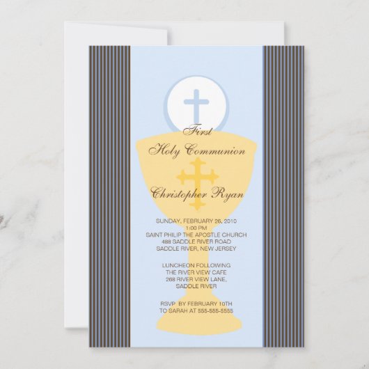 Invitation de la Première Communion Chalice Boy Bl (Devant)