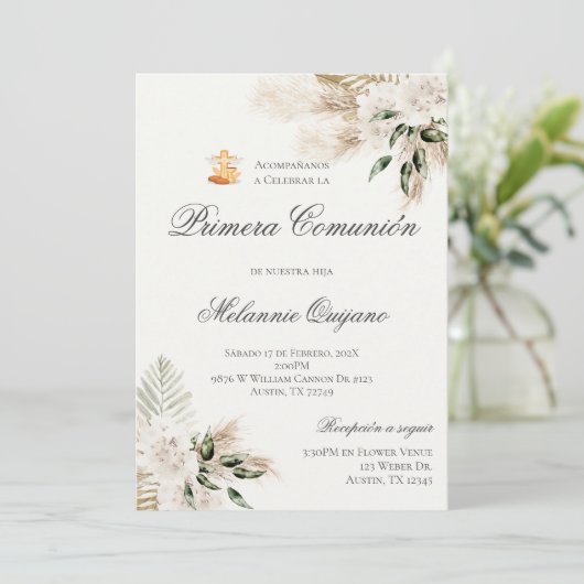 Invitation de la première communion de Boho en esp (Debout devant)