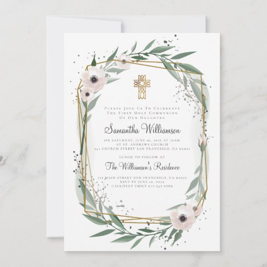 Invitation de la première communion de la Croix fl (Devant)