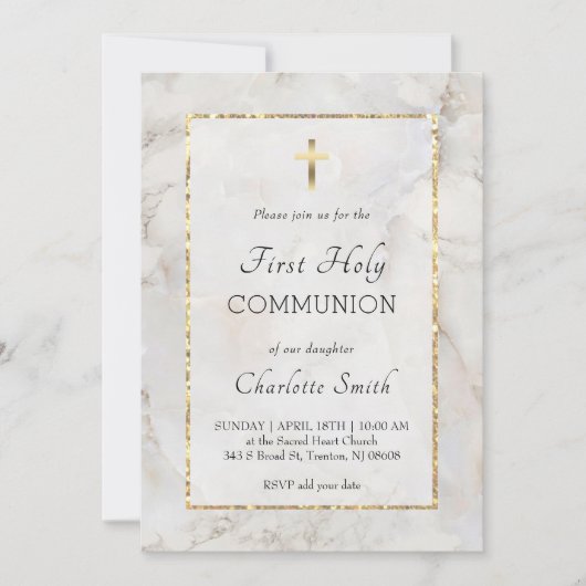 Invitation de la première communion de marbre (Devant)