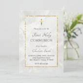 Invitation de la première communion en marbre blan (Debout devant)
