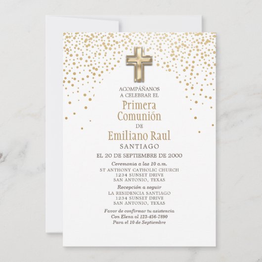Invitation de la première communion espagnole (Devant)