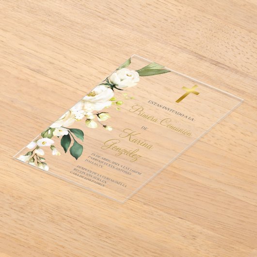 Invitation de la première communion espagnole flor (Poser)