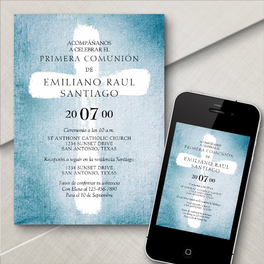 Invitation de la première communion espagnole mode