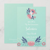 Invitation de la première communion florale (Devant / Derrière)