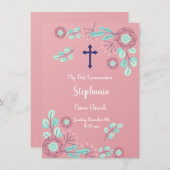 Invitation de la première communion florale (Devant / Derrière)