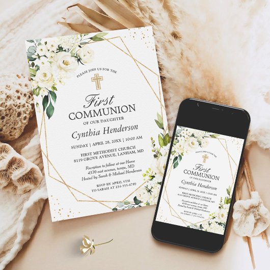 Invitation de la première communion florale ivoiri