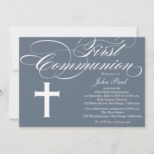 Invitation de la première communion moderne et élé (Devant)