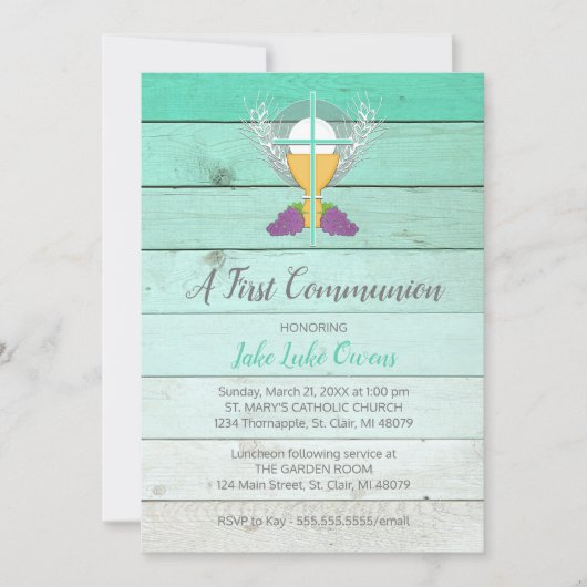 Invitation de la première communion rustique - Ble (Devant)