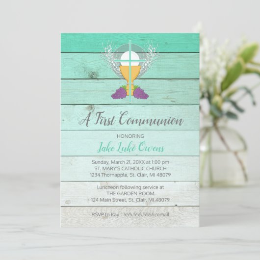 Invitation de la première communion rustique - Ble (Debout devant)
