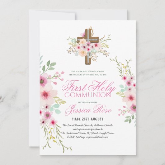 Invitation de la première communion SAINTE Croix f (Devant)