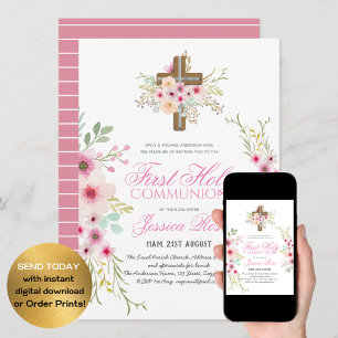 Invitation de la première communion SAINTE Croix f