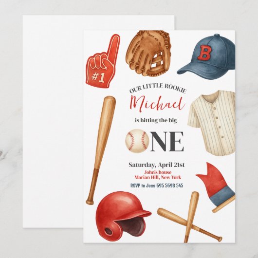 Invitation de la première fête d'anniversaire pour (Devant / Derrière)