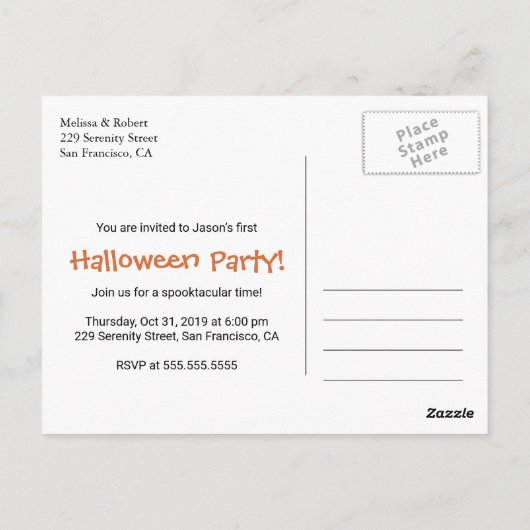 Invitation de la première fête du Dragon Bébé Hall (Dos)