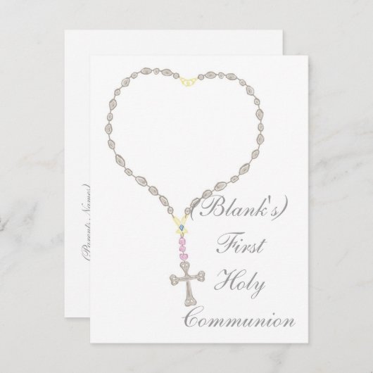 Invitation de la première sainte communion (Devant / Derrière)