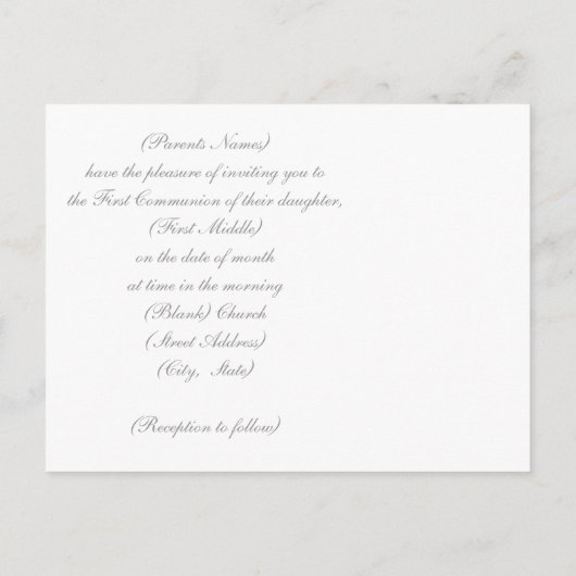 Invitation de la première sainte communion (Dos)