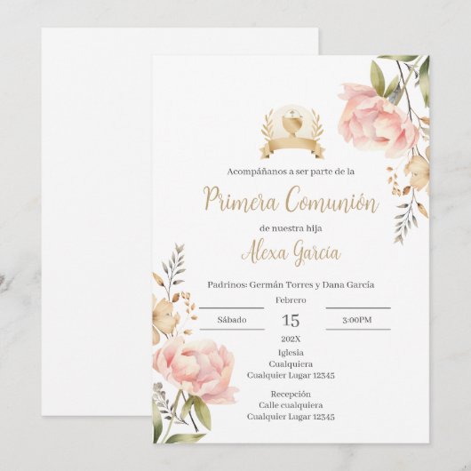 Invitation de la première sainte communion (Devant / Derrière)