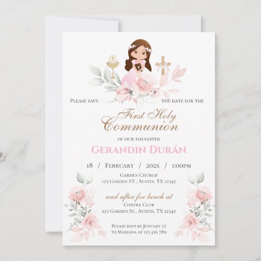 Invitation de la première sainte communion (Devant)