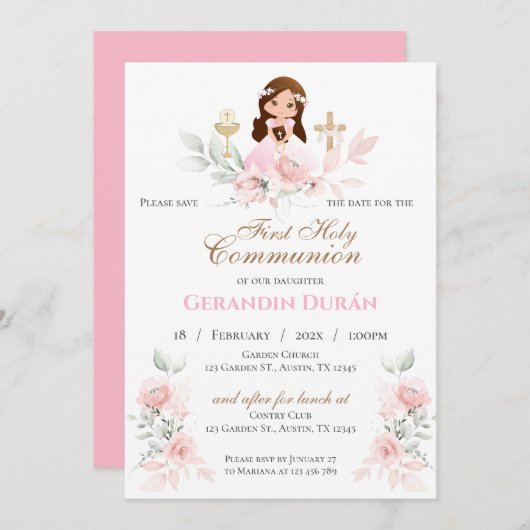 Invitation de la première sainte communion (Devant / Derrière)