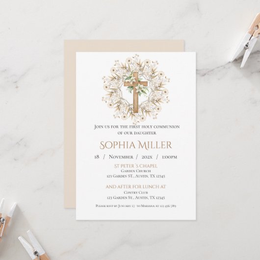 Invitation de la première sainte communion (Devant/Arrière en situation)